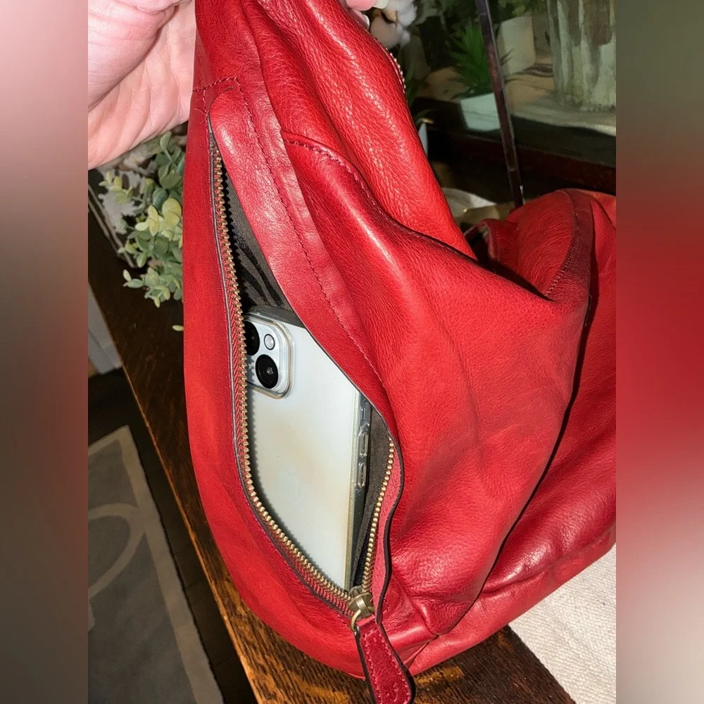 NWOT Frye Jenny Leather Slouch Hobo Shoulder Bag Burnt Red Hangtag Retail $428 - Picture 6 of 14